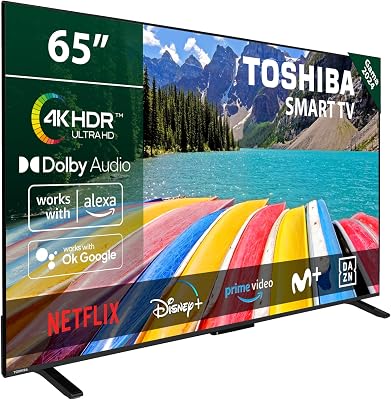 Toshiba 65uv2363dg smart tv 4k uhd de 65 ", sem moldura, com hdr10, dolby audio, compatível com alexa e google voice assistant, bluetooth