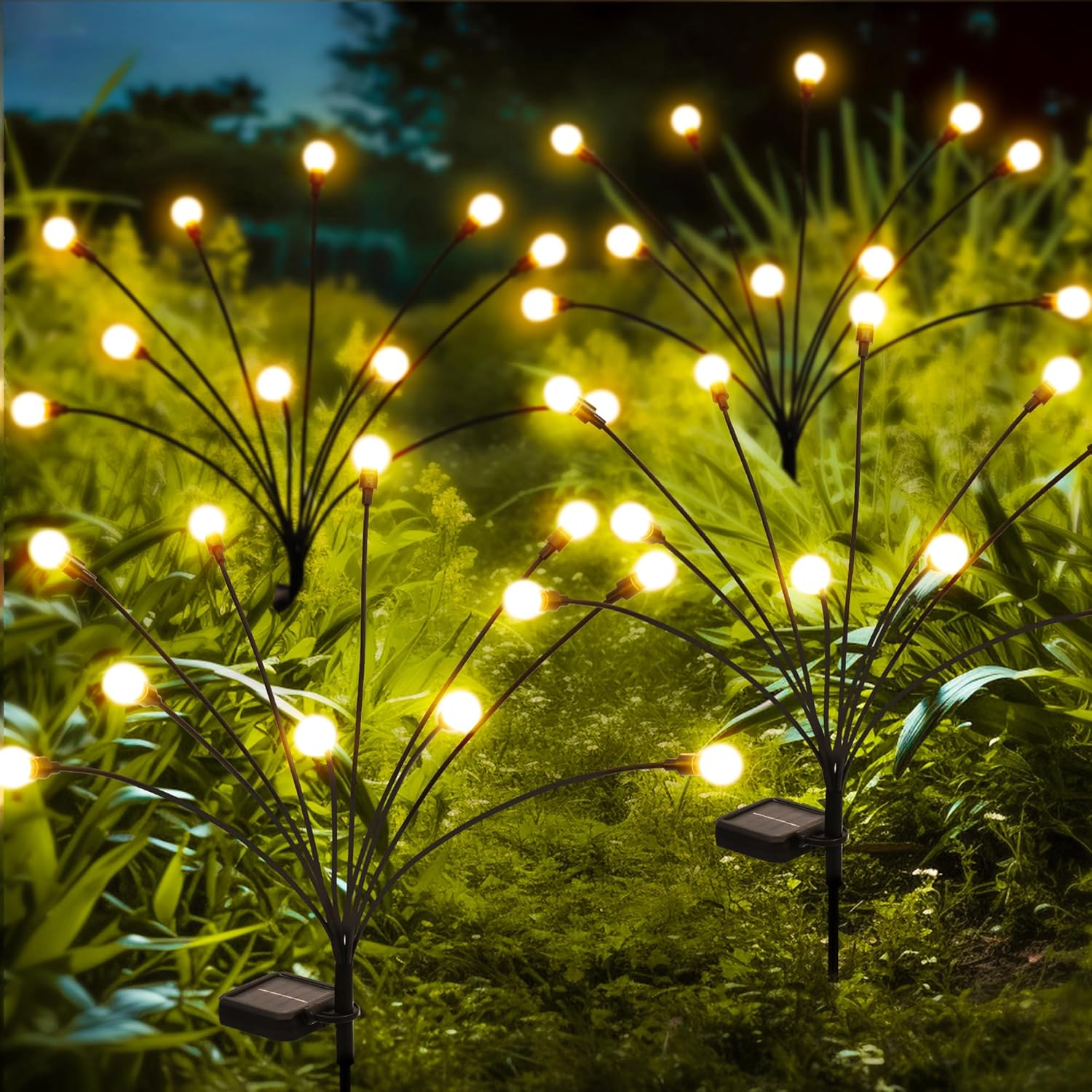 Lighting - PATIOPIA Solar Garden Lights, 40 LED Firefly Garden Lights Solar Outdoor, Solar Lights for Outside Sway by Wind,Solar Lights Outdoor Waterproof for Yard Patio Pathway Decoration (4 Pack)