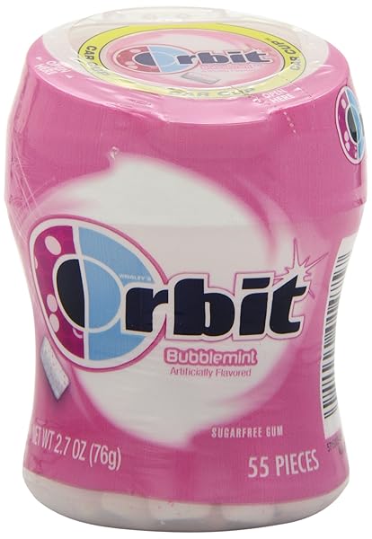ORBIT GUM BUBBLE MINT SUGAR FREE CHEWING GUM BULK PACK, 55 CT BOTTLE, BULK (PACK OF 6)