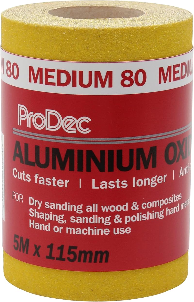 ProDec 5m Aluminium Oxide Sanding Paper 80 Grit 115mm Roll