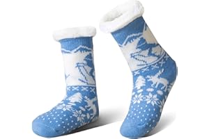 YEEKAORA Kids Slipper Socks With Grips Girls Boys Warm Thick Fleece Lined Winter Christmas Stockings Home Sleep Socks