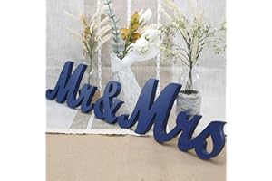 JENSENER Mr & Mrs Wooden Wedding Letters, Dark Blue, 11 inches x 6 inches