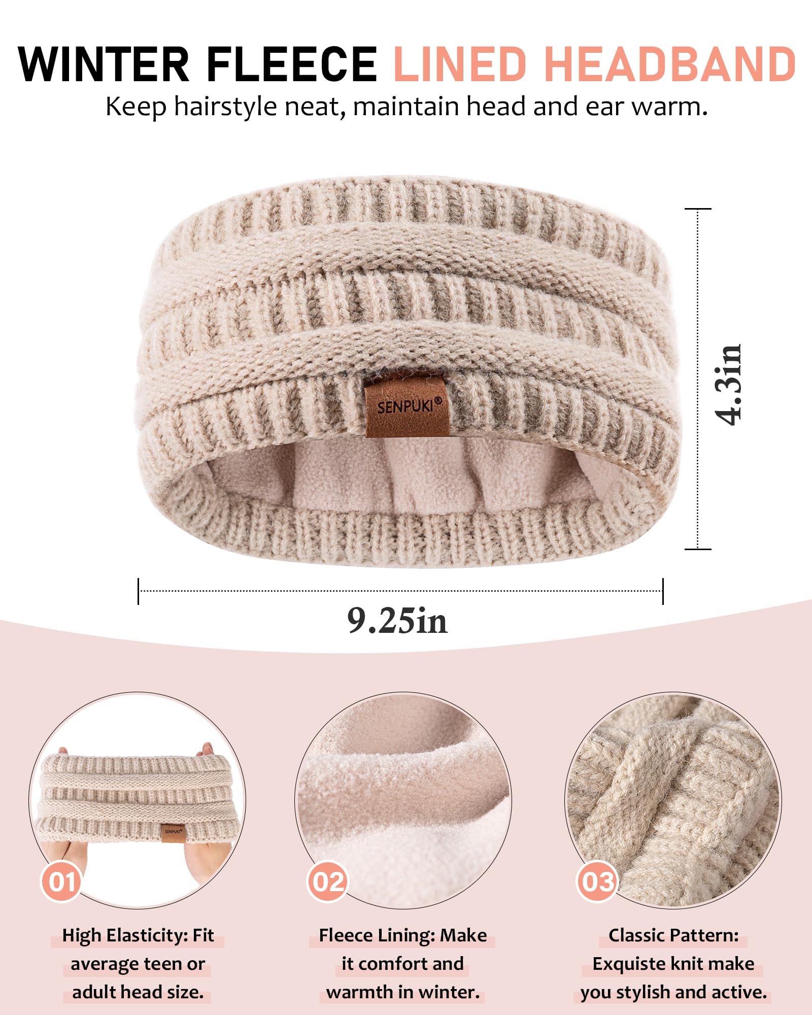 Womens Winter Beanie Hat Scarf Gloves Headband Set, Slouchy Beanie Ear Warmer Knit Scarf Touchscreen Gloves Warm 4 Gift Set