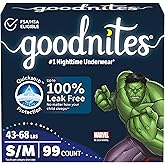 Goodnites Boys' Bedwetting Underwear, Size S/M (43-68 lbs), 99 Ct (3 Packs of 33), Packaging May Vary