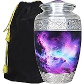 M MEILINXU Cremation Urns for Human Ashes Adult Female & Male, Funeral Urn for Ashes for Women & Man, Purple Cosmic Galaxy Urns, Burial, Aurora Borealis Decorative - Large Full Size
