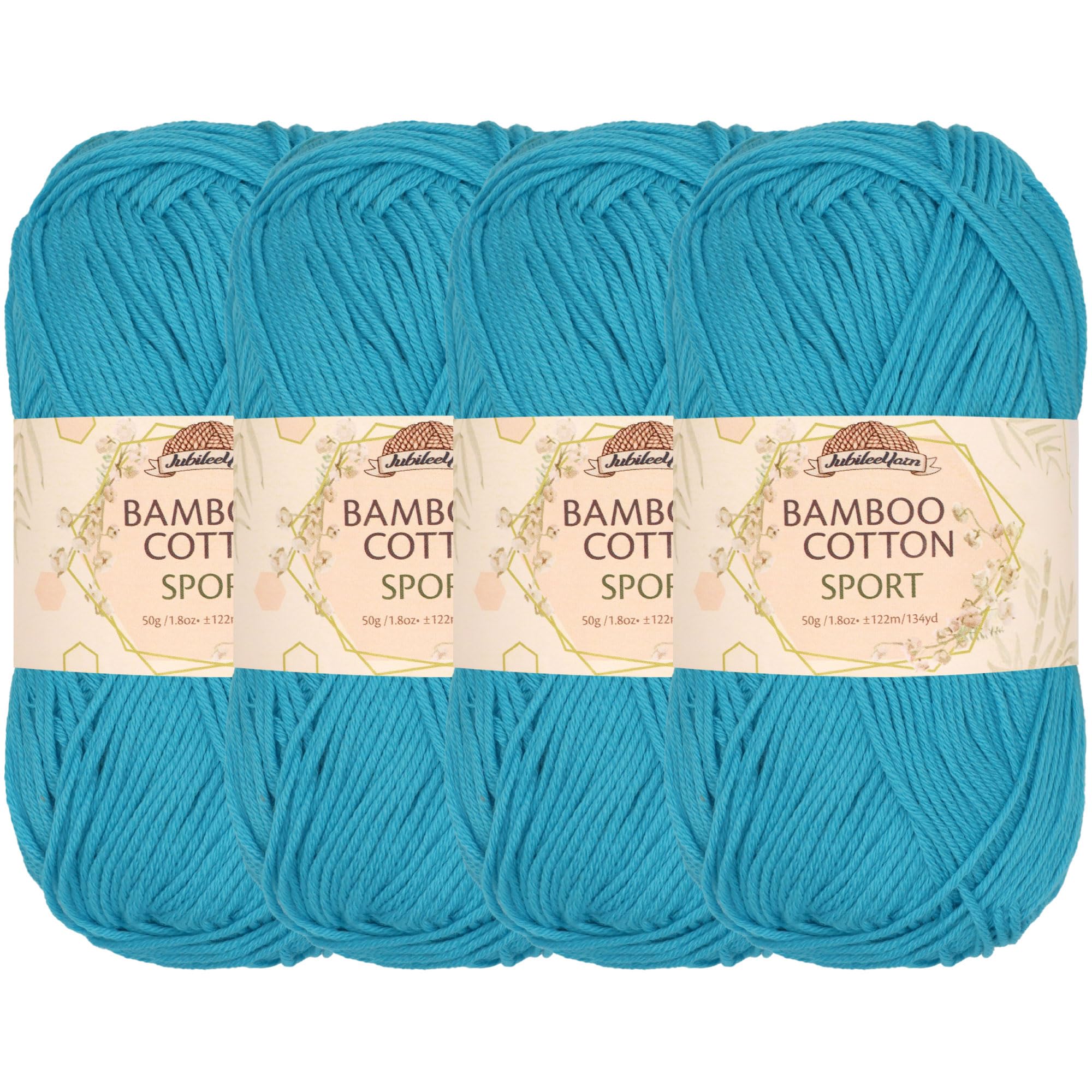 JubileeYarn Bamboo Cotton Sport 4 Ply Yarn - 50g/Skein - Clear Waters - 4 Skeins