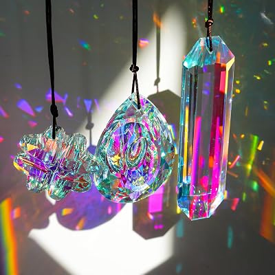 H&D Hyaline & Dora 3PCS Crystal Rainbow Suncatcher, K9 Glass Prism Decor