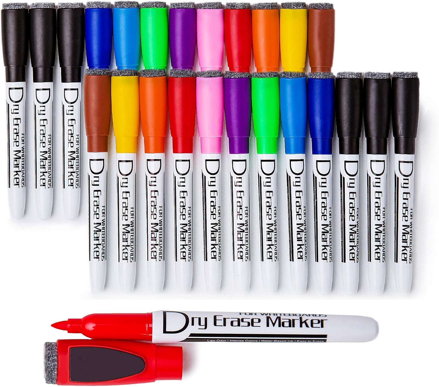 Volcanics Dry Erase Markers with Eraser Low Odor Fine Tip