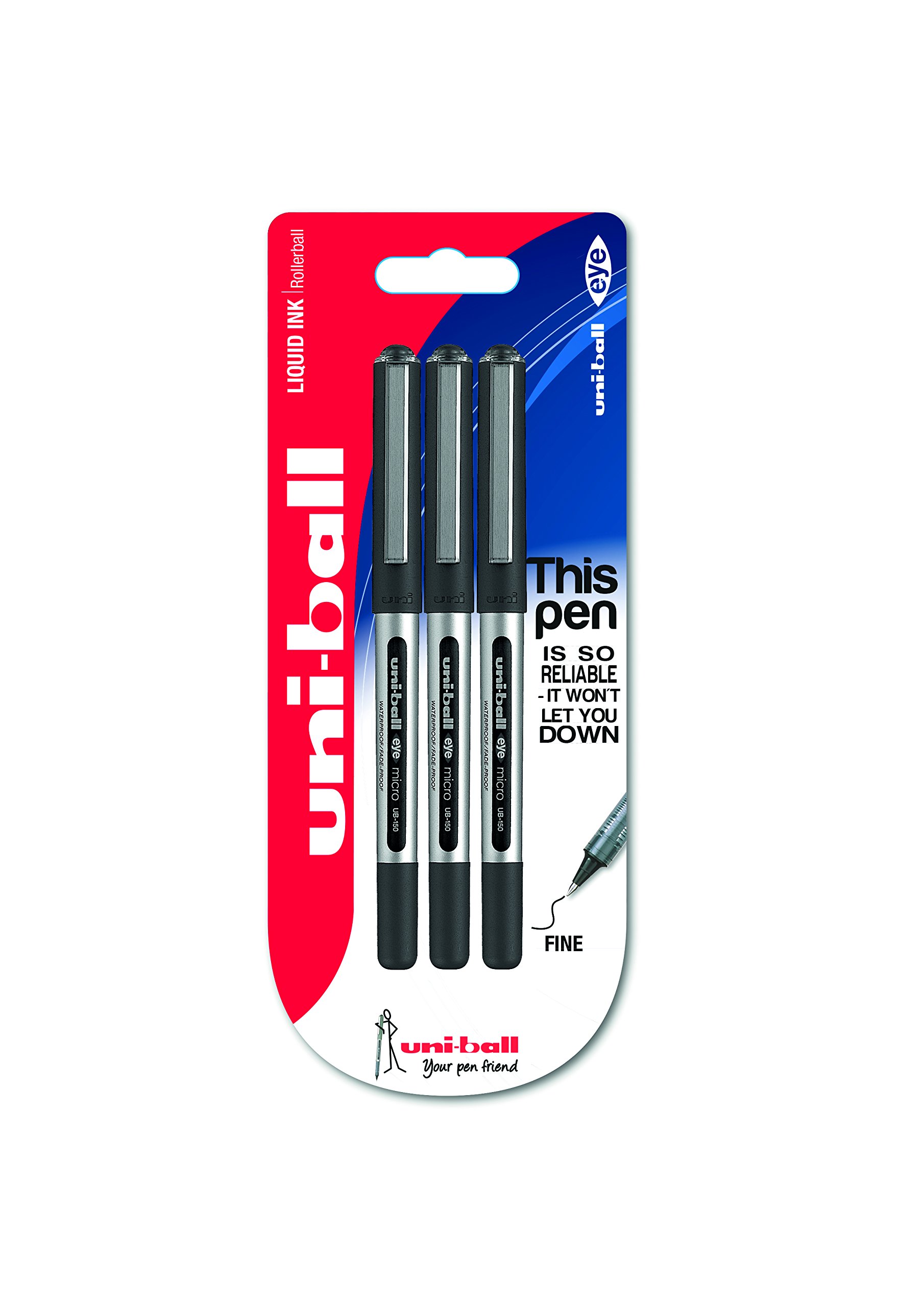 uni-ball Eye Micro UB-150 Rollerball Pen - Black, Pack of 3 — image 1