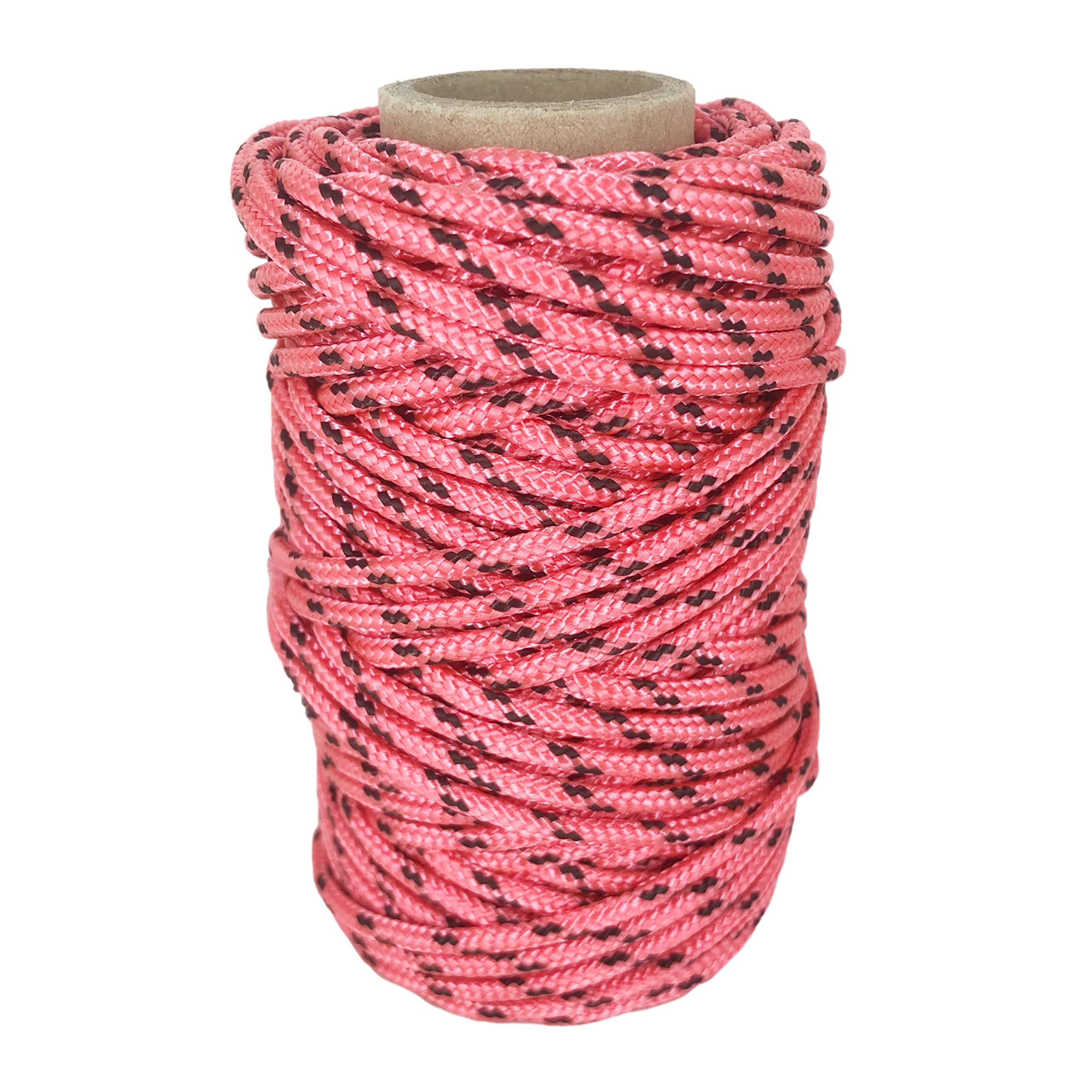 Polyester Cord 3mm * 25m. Craft rope, Versatile Paracord Made in Spain, for Outdoor, Garden and DIY. Pink with Black