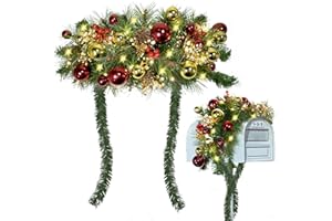 HAMIFINEE Prelit Christmas Mailbox Swag with Lights - Pine Teardrop Swag Christmas Decoration for Xmas Holiday Indoor/Outdoor Home Decor