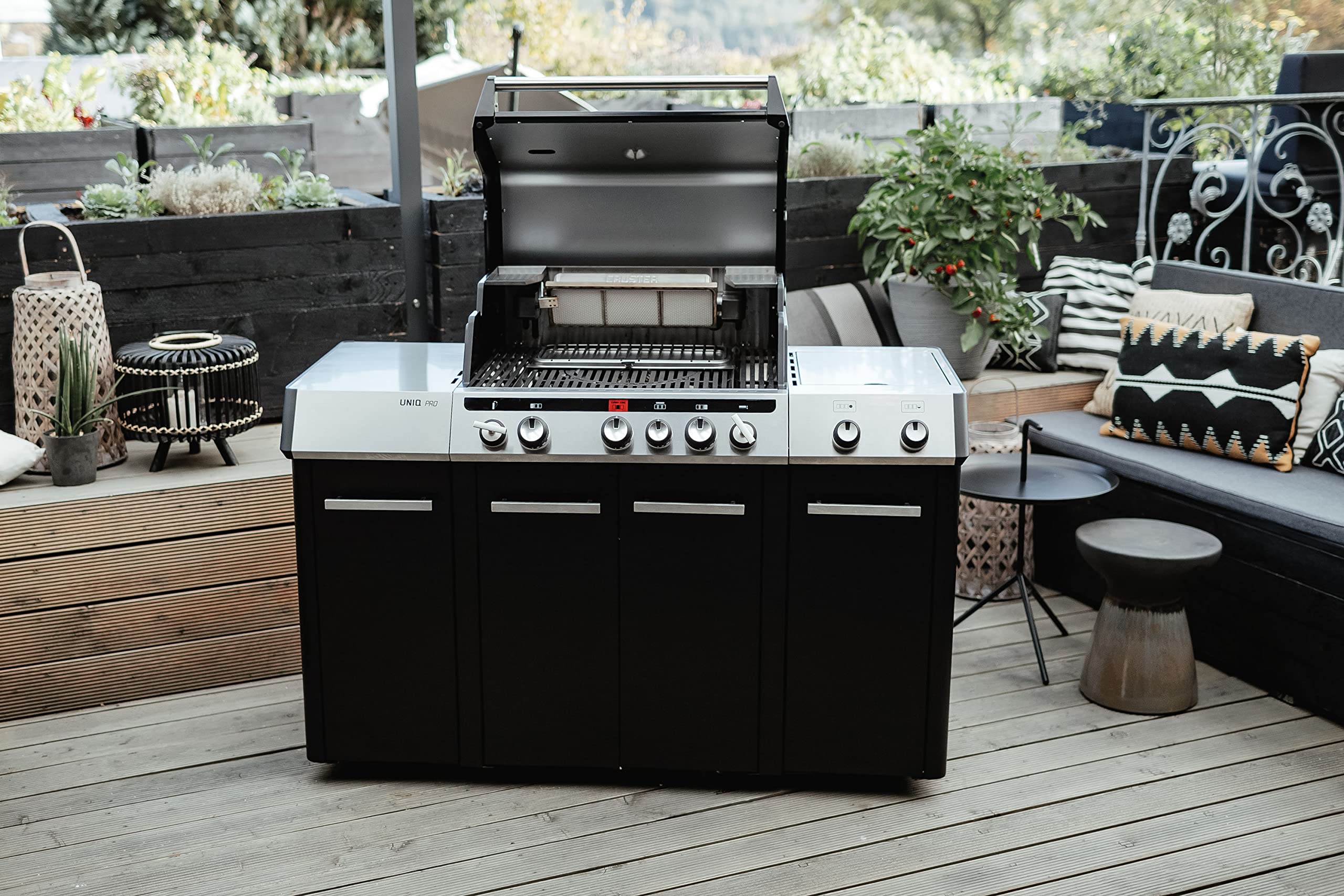 Enders Gasgrill UNIQ PRO 3 IK KITCHEN CRUSTER, 3-Edelstahlbrenner + Seitenkocher, HEAT RANGE-Brenner, SWITCH GRID, 800 °C TURBO ZONE, SIMPLE CLEAN,doppelwandige Garhaube, Cruster® #8608 2