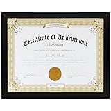 Golden State Art, Wall & Table Easel Stand, 8.5x11 Certificate/Document Photo Frame with Real Glass, Color: Black