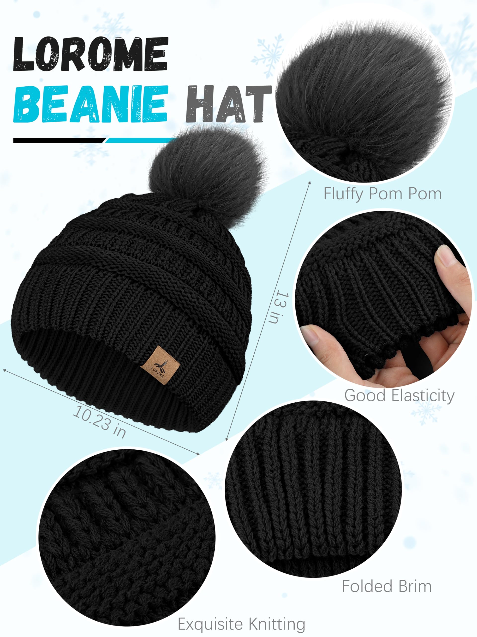 Winter Hat Scarf Gloves and Ear Warmer, Warm Knit Beanie Hat Touch Screen Gloves Set Winter Gifts Neck Scarves for Women