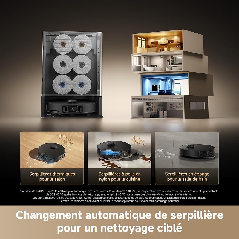 Matrix10 Pro Robot Aspirateur Laveur, Station Multi-serpillières