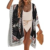 Kimonos for Women Casual Swimsuit Coverup Lightweight Boho Kimono Cardigans for Summer