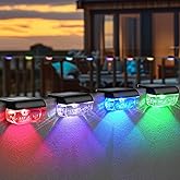 Herzila 12 Pack Solar Deck Lights, RGB Color Changing Christmas Solar Fence Lights, Waterproof Step Lights for Outside, Step, Fence, Deck, Stair, Pool and Yard