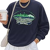 Seattle Retro City Skyline Football Sweatshirt – Vintage Urban Graphic Crewneck, Cozy Unisex Pullover in Multiple Colors