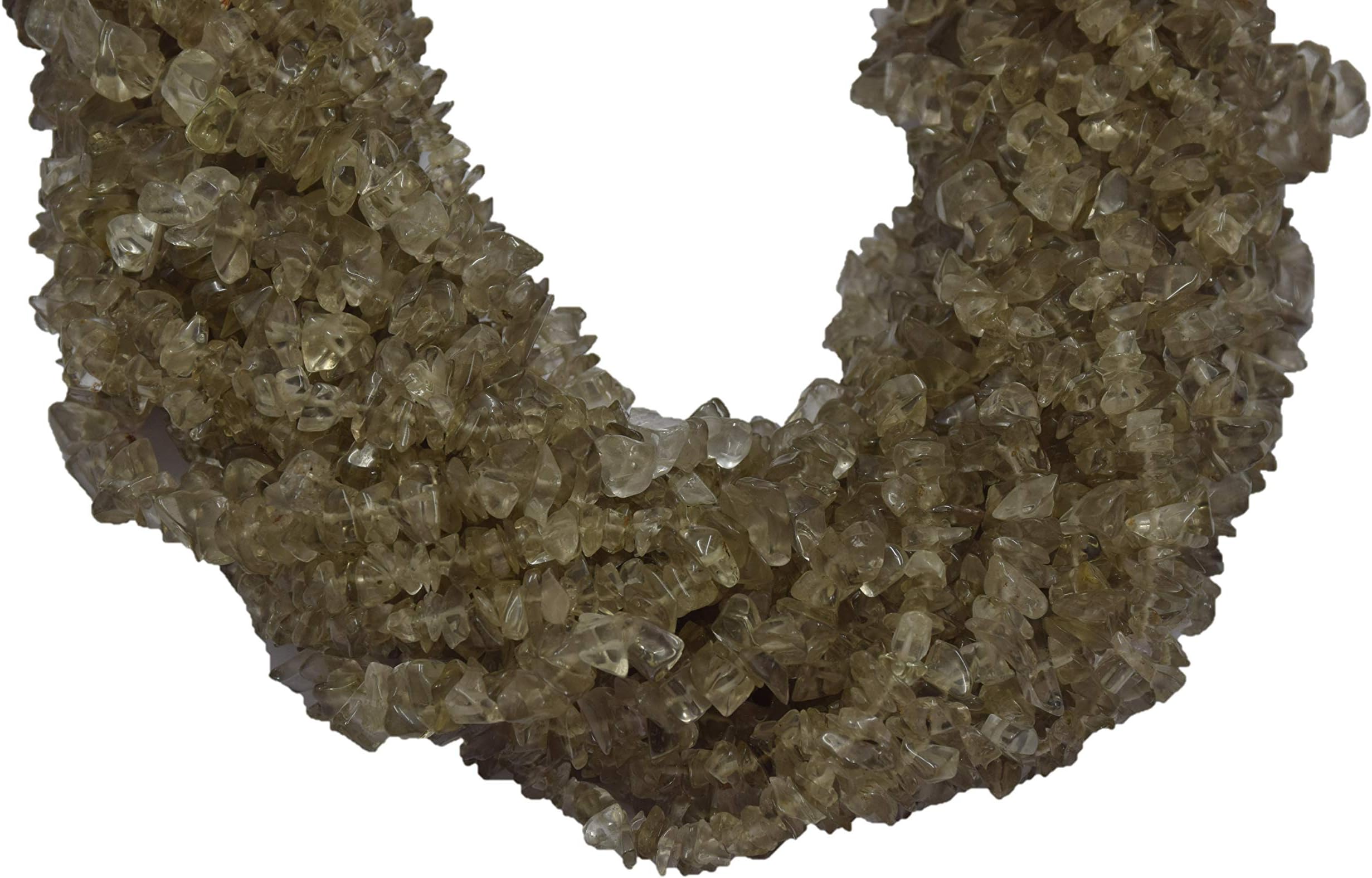 ShreeAkJewels Smoky Topaz Beads Natural Stone Gemstone Chips Loose Beads for Jewelry Making, Smoky Topaz Chips, 1 Strand Each of 34" Length