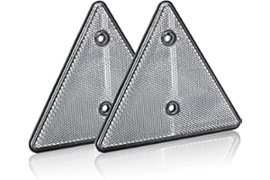 MFC PRO Tail Rear Back Marker Indicator Triangle Automotive Reflectors for Car Van Truck Trailer - White - Pack of 2