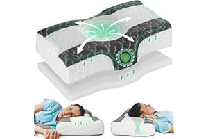 Joynox Cervical Memory Foam Pillow, Adjustable Contour Neck Pillow for Pain Relief Sleeping, Ergonomic Orthopedic Pillow for Back, Side, Stomach Sleepers (White)