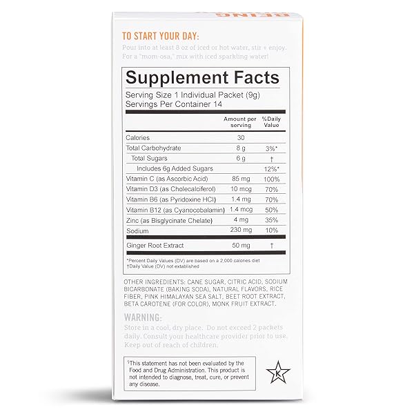 MUNCHKIN® MILKMAKERS® PRENATAL DRINK MIX FOR MORNING SICKNESS & NAUSEA RELIEF + IMMUNE SUPPORT, BLOOD ORANGE, 14 COUNT