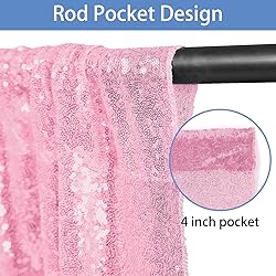 Hahuho Pink Sequin Backdrop Curtain, 2PCS 2FTx8FT