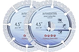 ANTENGDATOOL 4-1/2 Inch Diamond Cut Off Wheel for Metal, 4.5" Angle Grinder Cutting Grinding Disc on Cast Iron Rebar Steel Carbide Stainless Saw Blades 7/8“ Arbor, Pack of 2(Not for Soft Metal)