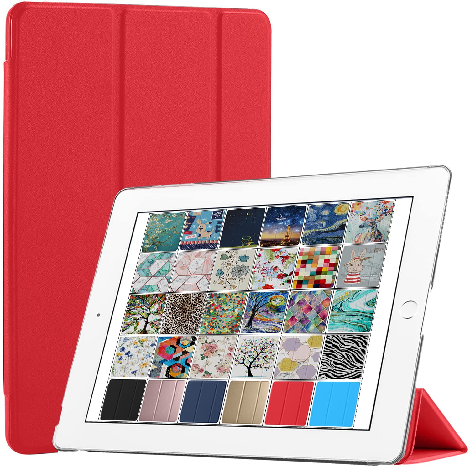 DuraSafe Cases for iPad Mini 4th Gen 2015 7.9 [ Mini 4 ] A1538 A1550 Slim Lightweight Protective Frosted PC Dual Angle Stand Front & Back Cover - Scarlet