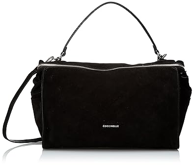 Coccinelle Atsuko Suede, WomenS Satchel, Black - Noir , 24X24X36.5 Cm - B X H T