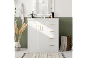 Virubi 30" Bathroom Vanity with Single Sink Combo, Modern Undermount Bathroom Sink Cabinet with 3 Drawers and Door, Freestanding Bathroom Vanities, Soft Closing, Solid Wood Frame