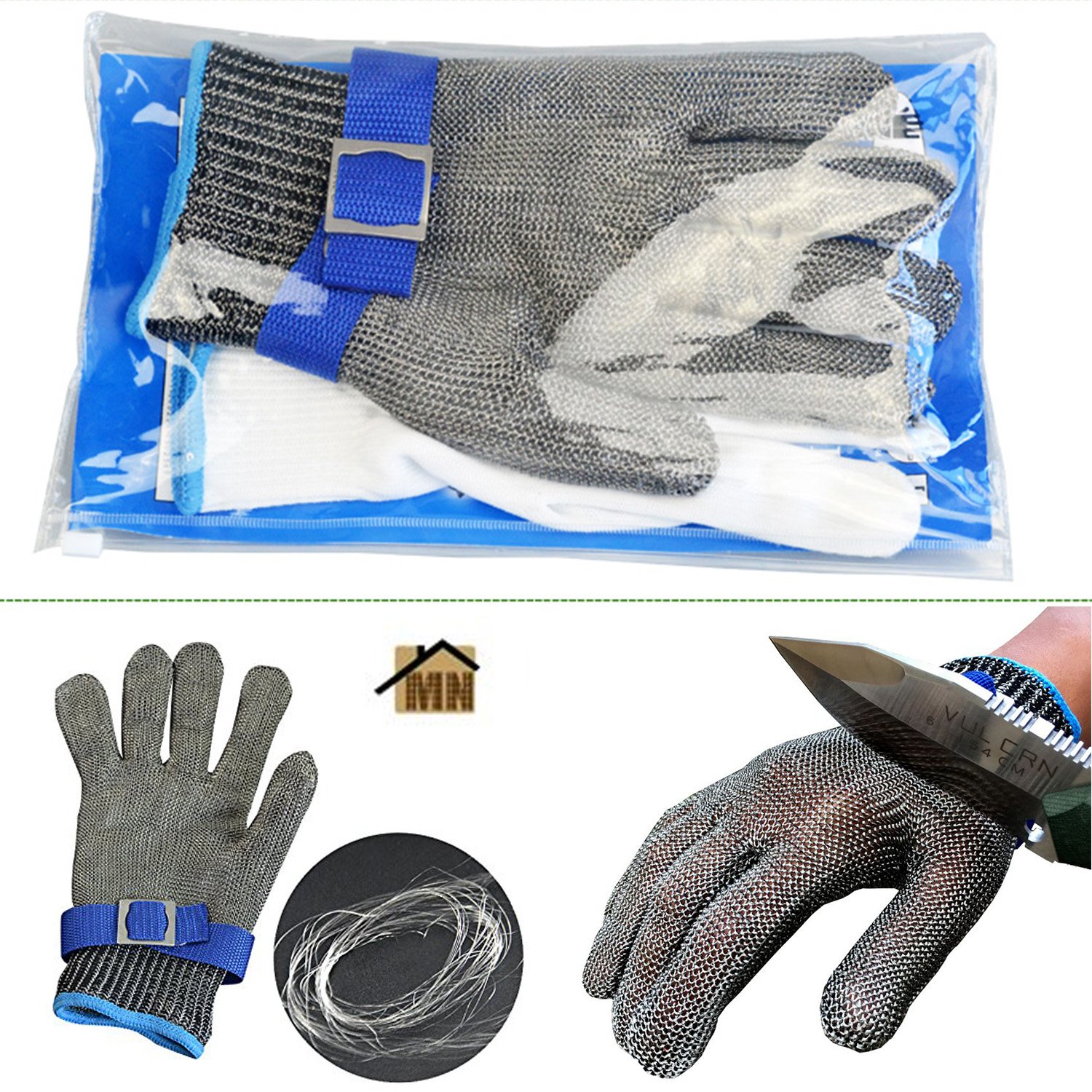 Amazon 防刃手袋 100 ステンレス 鋼メッシュ 作業用手袋 耐切創レベル5 グローブ 軍手 軍手 産業 研究開発用品 通販