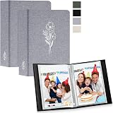 Lanpn Photo Album 3.5x5 50 Pictures 2 Packs Linen Grey 9x13cm Top Loading