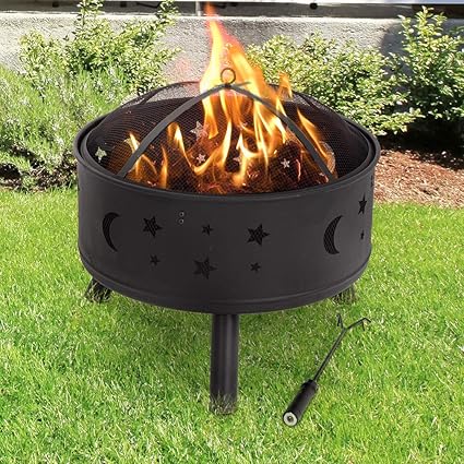 Fdw Outdoor Fire Pit Round 24 Firepit Metalfire Bowl Fireplace