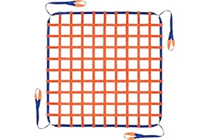 6.56' x 6.56' Polyester Cargo Lifting Net, Flat Sling Hoisting Straps for Loading and Unloading, Heavy Duty Hanging Mesh, 440