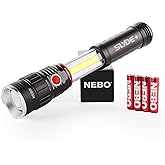 NEBO Slyde+, 300 Lumen LED Flashlight &amp; 200 Lumen Worklight-Black | 300 Lumen LED Flashlight &amp; 200 Lumen COB Worklight, 4 Modes, 3x AAA Batteries, Magnetic Base, Water &amp; Impact Resistant