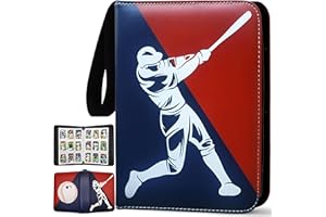 SLONSER Baseball Card Binder 900 Pockets, 50 Sleeves Large Baseball Binder 3 Ring Zipper Trading Cards Holder 9 Pocket, Sport Collection Book Storage Box Organizer, Album Folder Case Photocard Protector Gift
