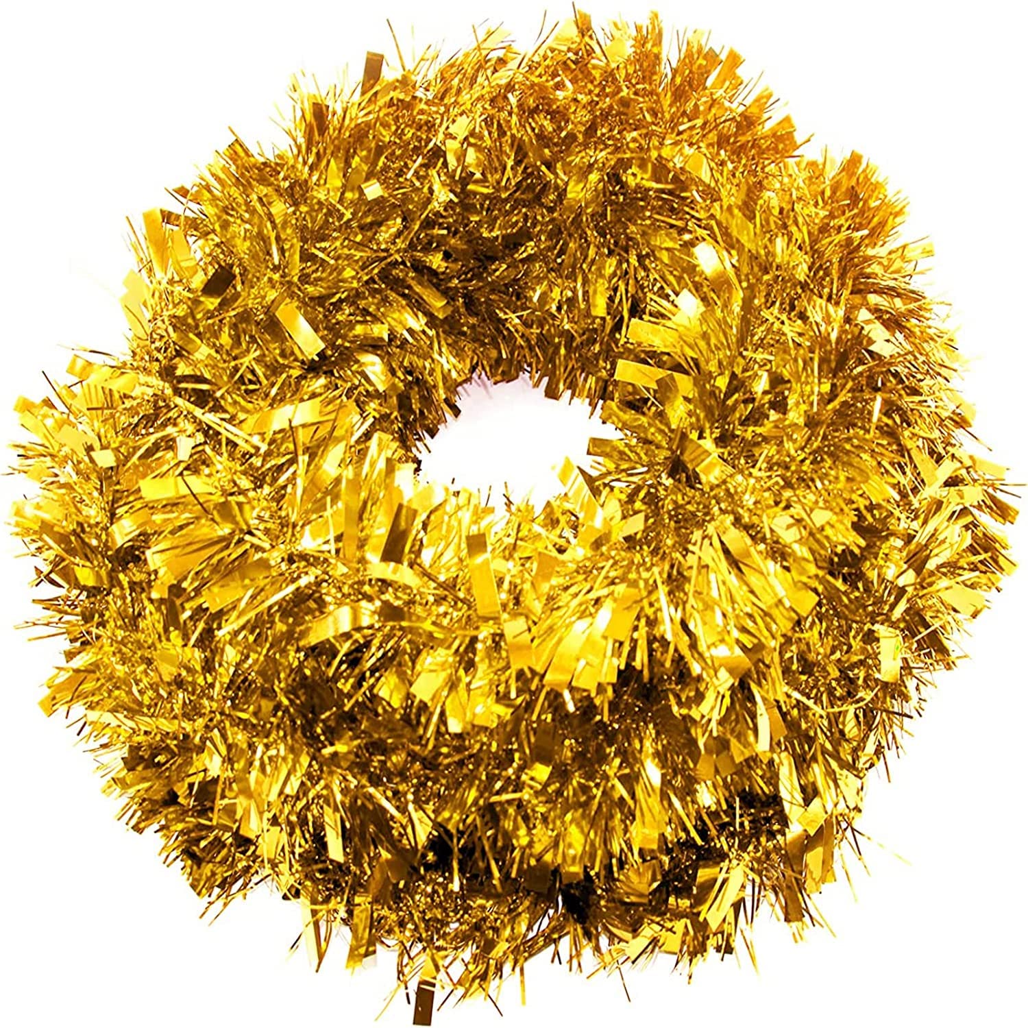 SHATCHI 16Pcs Gold Christmas Tinsels 1.8m/6ft Xmas Metallic Chunky Tinsel Garland for Christmas Tree Hanging Decorations