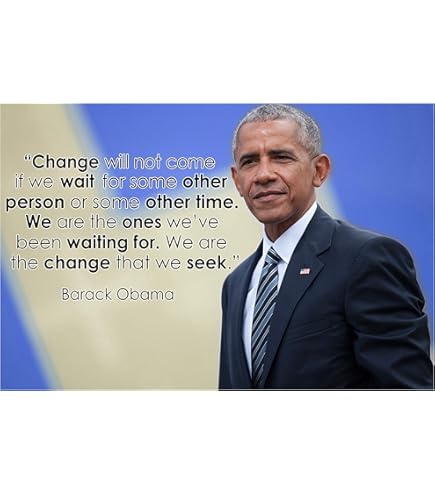 Barack Obama "Change" Motivational Poster - 12x18 Inch Inspirational Quote Wall Art For Classroom & Office