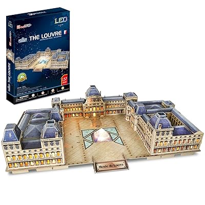 CubicFun 3D Paris Puzzles LED Architecture Building Model Kits for Adults and Kids, Birthday Gifts for Women and Men, Home Decoration at Night the Louvre 137 Pieces