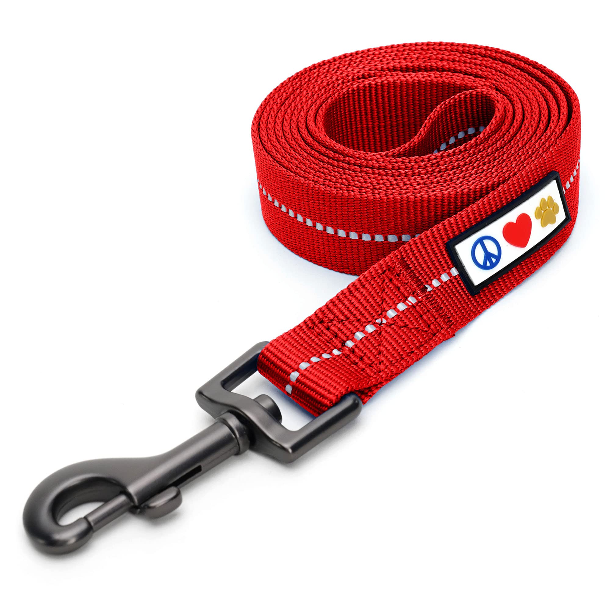 Pawtitas Dog Lead for Small Dogs Comfortable Handle Training Dog Lead 1.8m Long Dog Lead Puppy Lead - Recycled Reflective Lead Red Dog Lead for Small Breeds