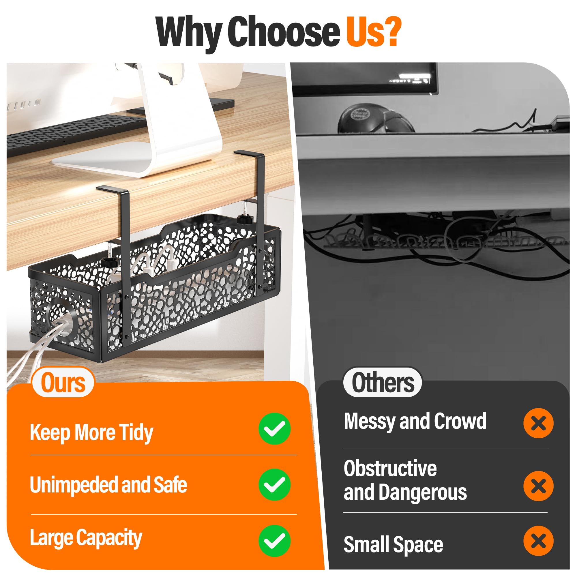 Mua Under Desk Cable Management Tray No Drill, Cinati Upgraded Clamp ...