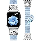 Minyee Nylon Loop Band Compatible with Apple Watch Bands 38/40/41/42/44/45/46/49mm Women Men, Celtic Knot Dressy Adjustable Breathable Braided Straps for iWatch Series 11 10 9 8 7 6 5 4 SE/Ultra 3 2 1