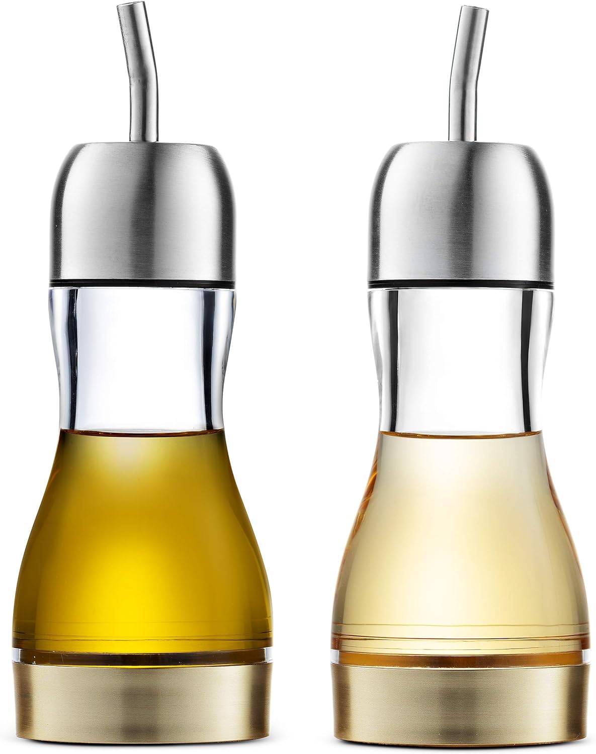 Mitbak Exquisite Olive Oil & Vinegar Dispenser Set | 7.5 OZ No Drip Acrylic Cruets for Oil, Vinegar, Salad Dressing, Soy Sauce & More | Functional, Leakproof Oil Dispenser Bottle Set: Kitchen & Dining