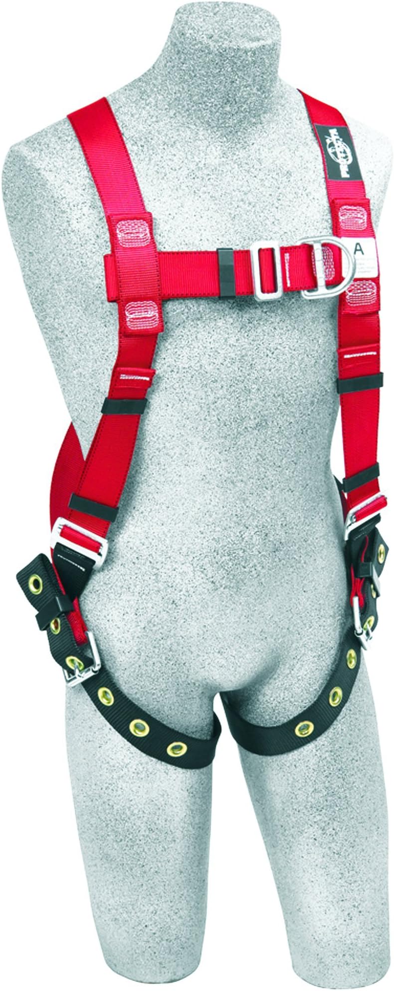 3M Protecta PRO 1191273 3M Protecta Fall Protection Full Body Harness, Back and Front D-Rings, Tongue Buckle Legs, 420 lb Capacity, Medium/Large, Red/Black