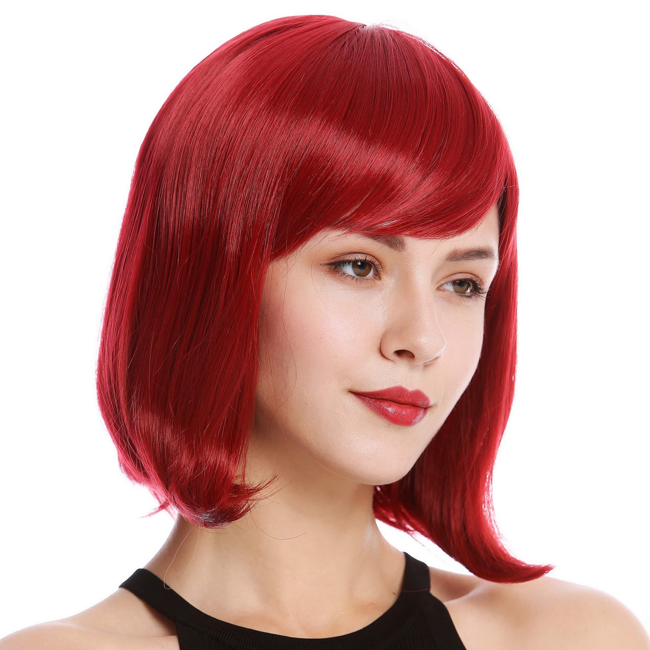 WIG ME UP - YZF-4366-M130M Lady Quality Wig short shoulder length Bob Longbob straight bangs ruby red