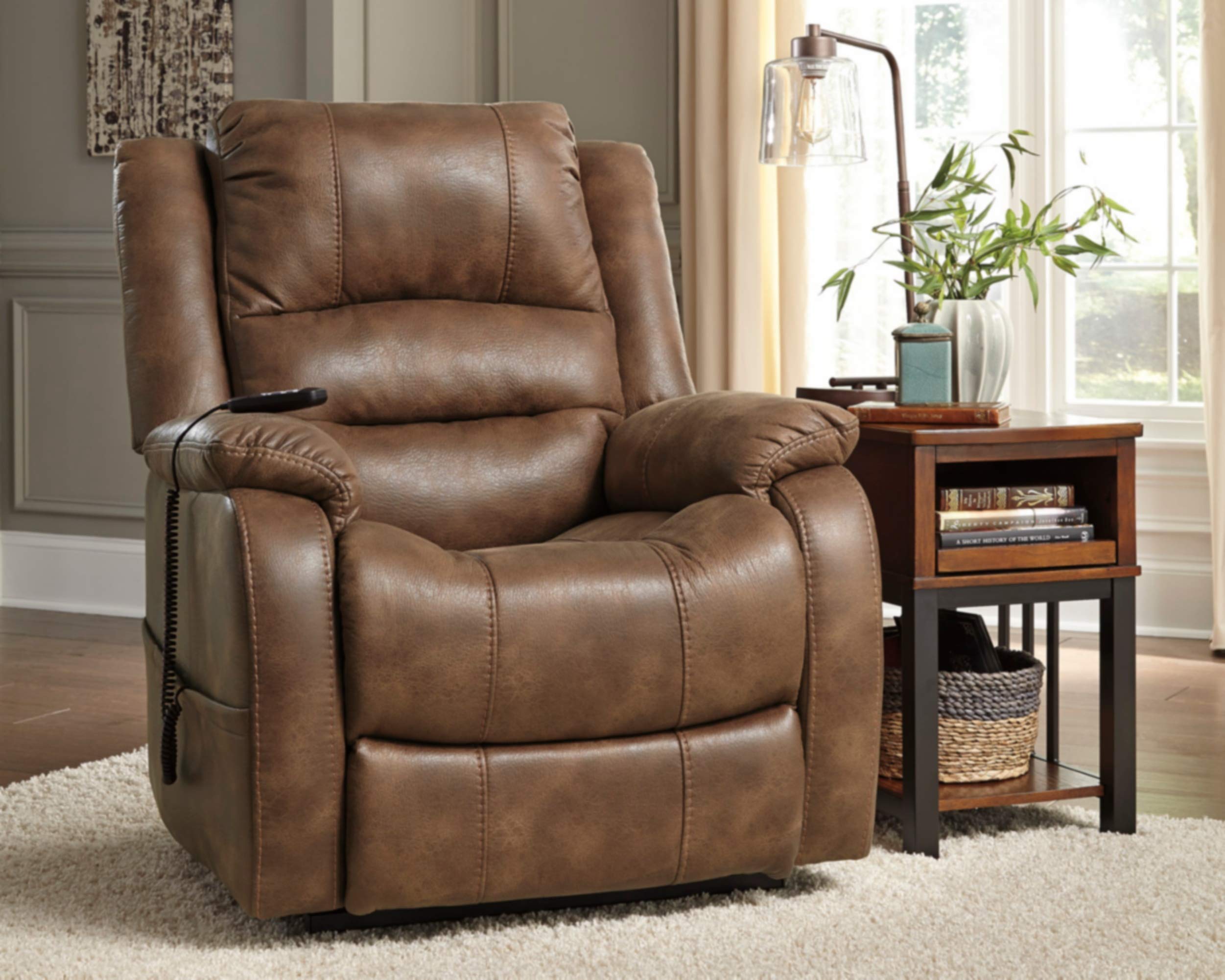 Signature Design by Ashley Yandel Power Lift Oversized Recliner Saddle