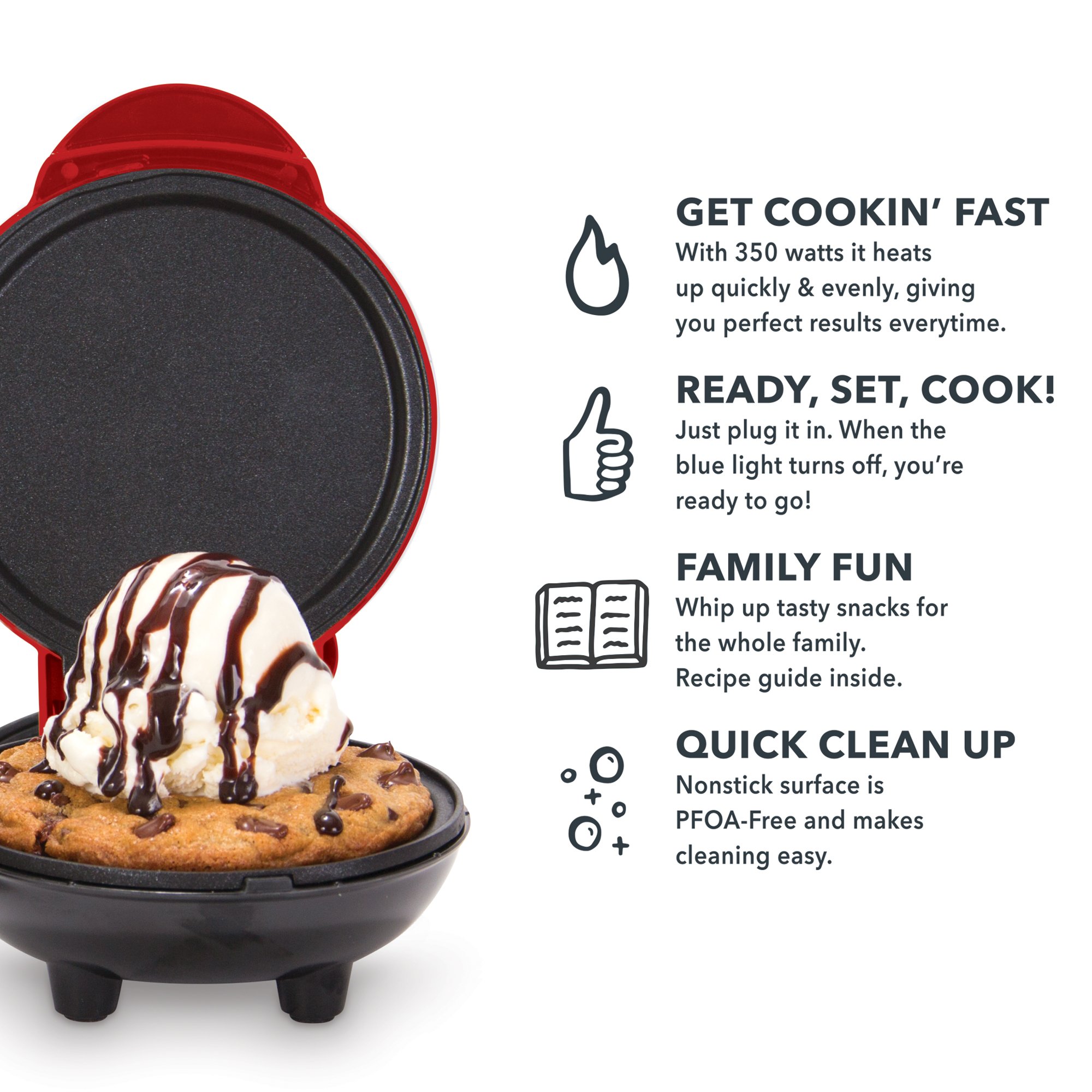 Dash DMS001WH Mini Maker Electric Round Griddle for Individual Pancakes