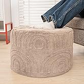 Asuprui Round Ottoman Pouf Ottoman Foot Stool Seat Faux Fur Bean Bag Foot Rest Floor Chair Leg Rest for Living Room, Bedroom 