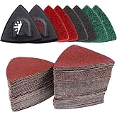VRKET 133PCS Oscillating Tool Sanding Pads Kit,125 Sandpaper, 2 Triangular Sanding Pads and 6 Triangular Scrubbing Pads for Surface Sanding,Mechanical Maintenance Cleaning,Polishing,Deburring